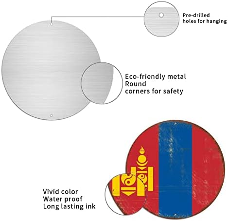 דגל מונגוליה רטרו שלט מתכת שלט פח וינטג