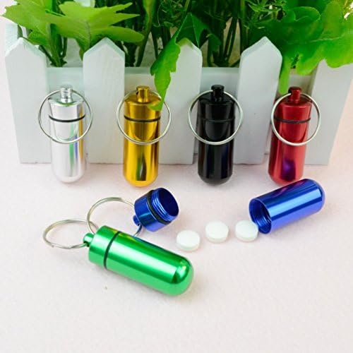 עמיד למים אלומיניום גלולת תיבת מקרה בקבוק מטמון סמים מחזיק מחזיק מפתחות מיכל 6 יחידות, 6 צבע