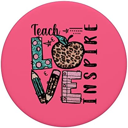 מוטיב מורה ורוד לנשים עם ציטוט Teach Love Inspire Popsockets Popgrip הניתן להחלפה