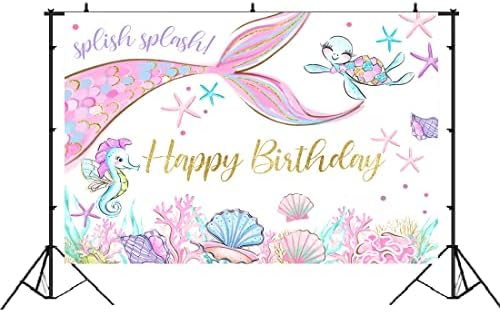 לופריס בת ים מסיבת יום הולדת רקע לילדה מתחת לים בת ים זנב מעטפת יום הולדת רקע נסיכה קטנה שמח ראשון מסיבת