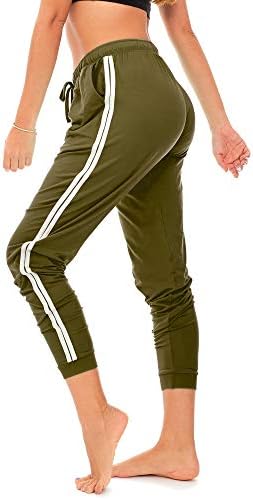רץ אימון נוצץ יקר לנשים פס צד משרטט קל משקל קל משקל יוגה מכנסי טרנינג מפוספסים + פלוס