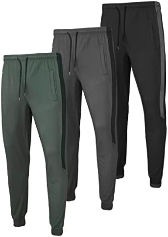 מכנסי טרנינג רצים אימון ריצה: מכנסי ספורט לגברים עם כיסים סט 3 חלקים לריצה בחדר כושר
