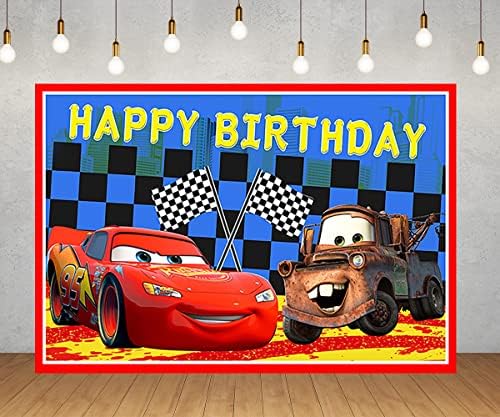 מירוץ מכוניות רקע עבור מסיבת יום הולדת קישוטי לייטנינג מקווין באנר עבור תינוק מקלחת ספקי צד 5 * 3 רגל