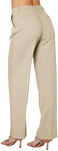 מכנסי חליפת נשים של אביפין מכנסי שמלת רגל ישר מכנסיים רופפים מכנסיים מזדמנים משרד ישר מכנסי עבודה