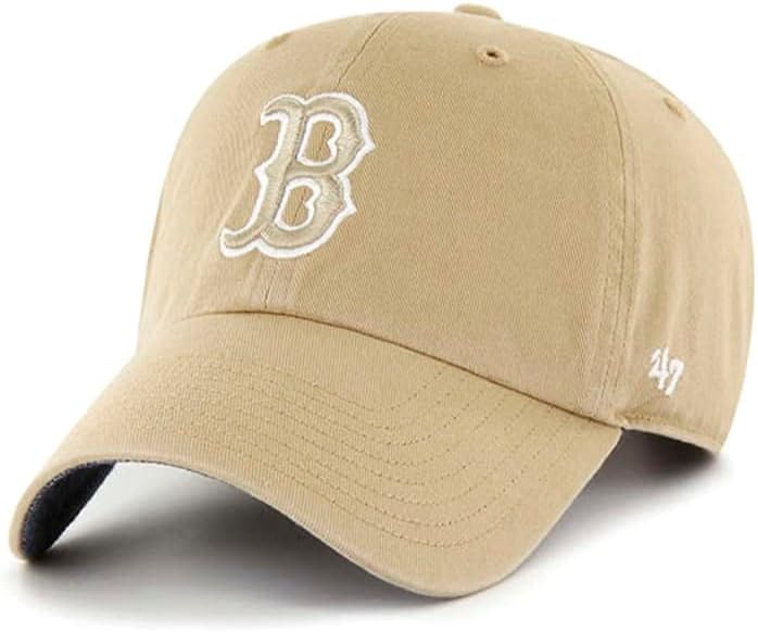 '47 Boston Red Sox Mens Mens Womens Chambray Ballpark ניקוי כובע חאקי מתכוונן עם לוגו טונאלי