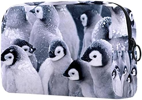 תיק טיול טיול תלייה, מארגן איפור נייד, מחזיק קוסמטיקה למברשות מברשות, פינגווין של בעלי חיים בחורף