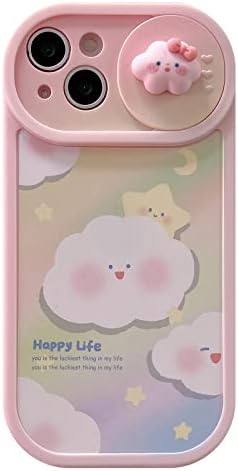 מארז טלפון ענן של Bafokrim Super Super, חמוד Kawaii Cloud Case לאייפון 12, Cartoon Pink Cartoon עם מגן