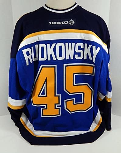 2001-02 סנט לואיס בלוז קודי רודקובסקי 45 משחק הונפק כחול ג'רזי DP12028 - משחק משומש גופיות NHL