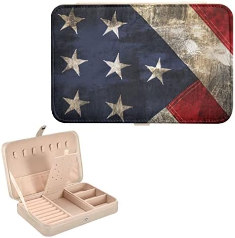 innewgogo דגל אמריקאי קופסא תכשיטים קטנים מארגן תכשיטי עור PU