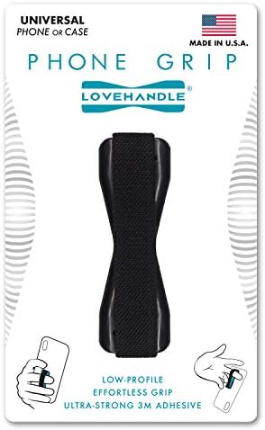 LoveHandle טלפונים אחיזה ברוב הסמארטפונים והטאבלטים המיני, רצועה אלסטית שחורה עם בסיס שחור, LH-01black