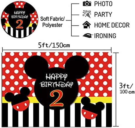 שחור מיקי מאוס נקודות אדומות רקע צילום 5 על 3 רגל שמח יום הולדת 2 נקודות רקע תמונה לילדים אספקת מסיבת