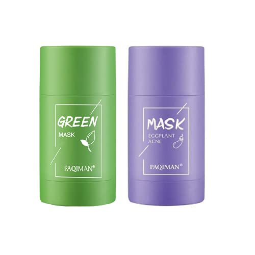2 יחידות מסכת פנים תה ירוק ,מסכת מקל חימר טיהור ירוק לניקוי עמוק ללא נקבוביות למסיר חטט פנים עם תמצית