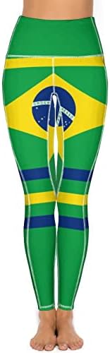 ברזילאי דגל נשים גבוהה מותן יוגה מכנסיים עם כיס אימון חותלות