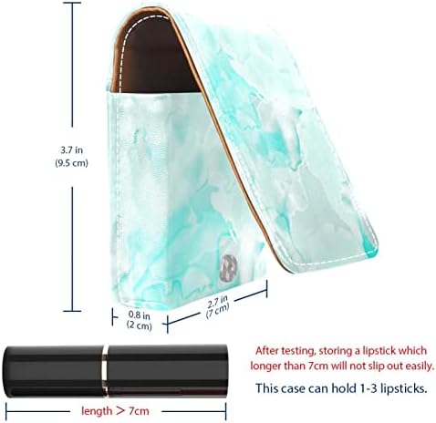 אוריואקאן שפתון מקרה עם מראה חמוד נייד איפור תיק קוסמטי פאוץ, כחול שיש דפוס