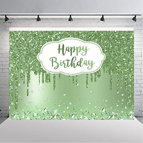 לופריס יום הולדת שמח רקע יהלומים הניצוץ בוקה ירוק וכסף נקודה נצנצים ניצוץ צילום רקע לנשים בנות ליידי