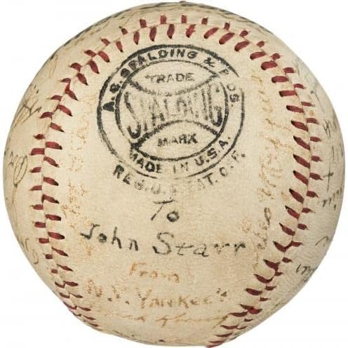 1927 נבחרת ניו יורק יאנקיס חתמה על בייסבול בייב רות ' ולו גריג