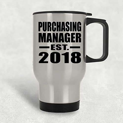 Designsify Conferning Manager הוקמה EST. 2018, ספל נסיעות כסף 14oz כוס מבודד מפלדת אל חלד, מתנות ליום