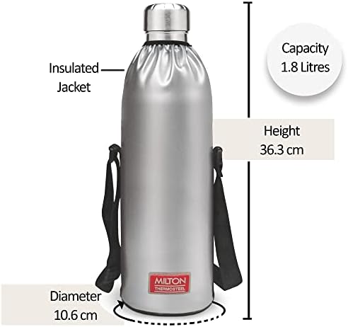 מילטון תרמוסטל צמד DLX-1800 בקבוק מים נירוסטה, 1.8 ליטר, כסף מפלדה