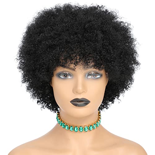 שיער האפרו פאות לנשים שחורות, שיער טבעי קצר האפרו מתולתל פאה עבור יומי מסיבת קוספליי