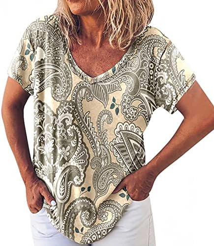 נשים טי סתיו בגדי קיץ אופנה שרוול קצר VNECK כותנה כותנה טרקלין גרפית חולצה עליונה לנשים J5 J5