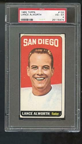 1965 Topps 155 Lance Alworth PSA 4 כרטיס כדורגל מדורג סן דייגו מטענים - כרטיסי כדורגל לא חתומים