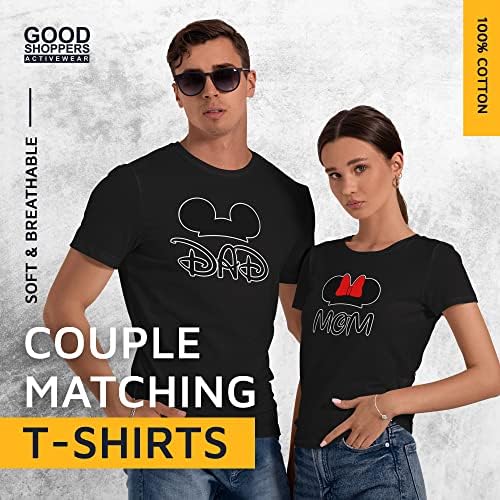 קונים טובים חולצות בהתאמה לבגדי ביגוד לזוגות, חולצות טריקו לנשים וגברים עם עיצוב גרפי של עכבר מצויר,