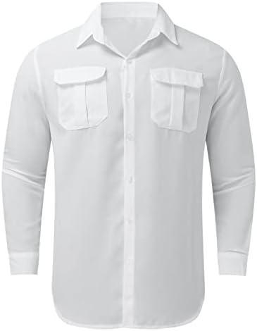 חולצות פשתן כותנה של Beuu לגברים, כפתור שרוול קצר בקיץ למטה חולצת טי כפולה חולצה רגועה בכושר חוף רופף